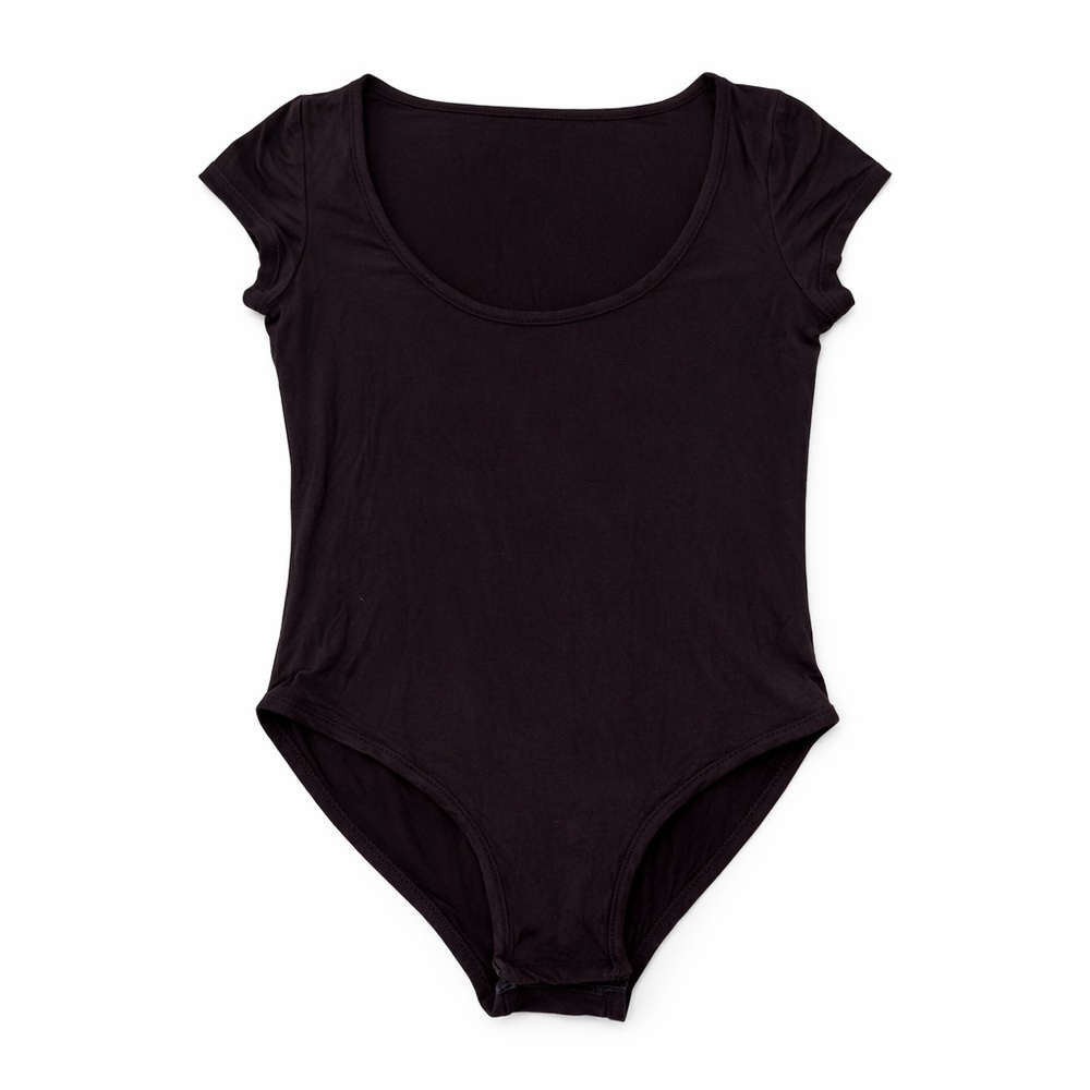 Velvet Torch Black Scoop Neck Fitted Bodysuit XS
